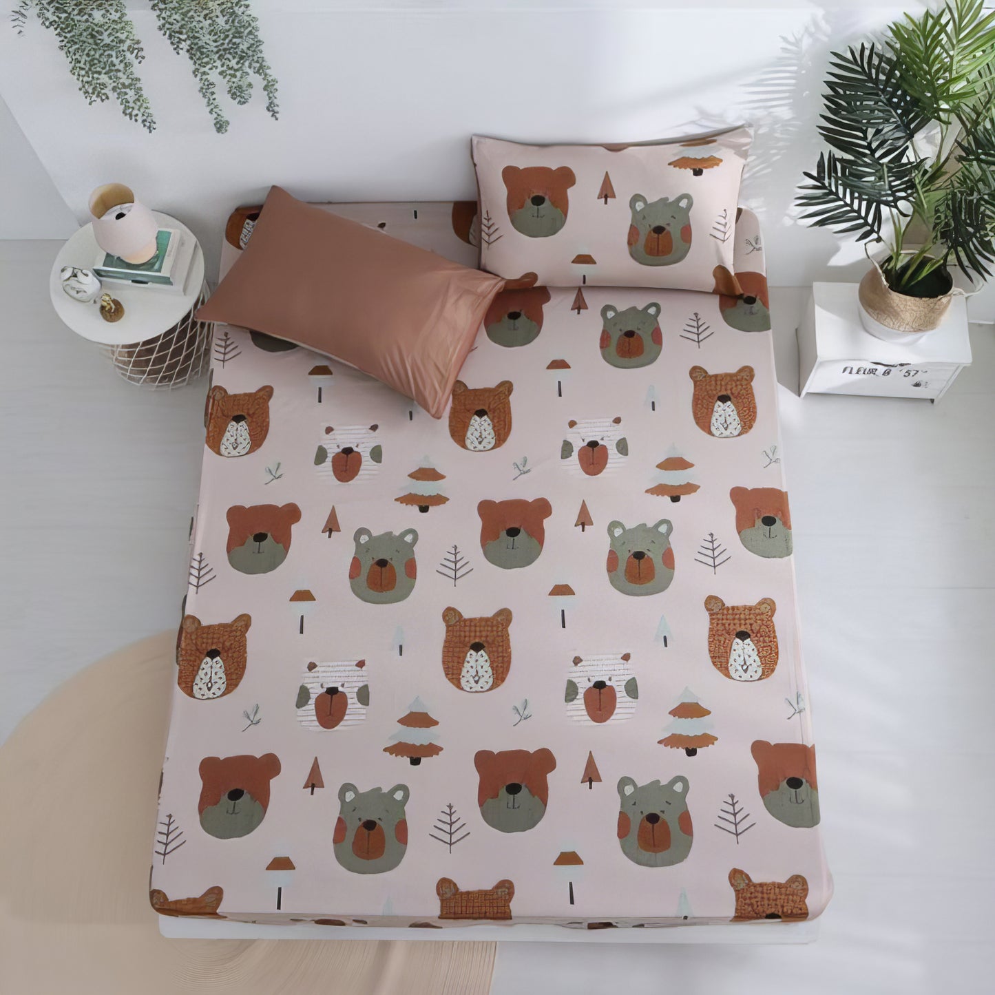 テディベア&フレンド モカ|60支コットン寝具セット