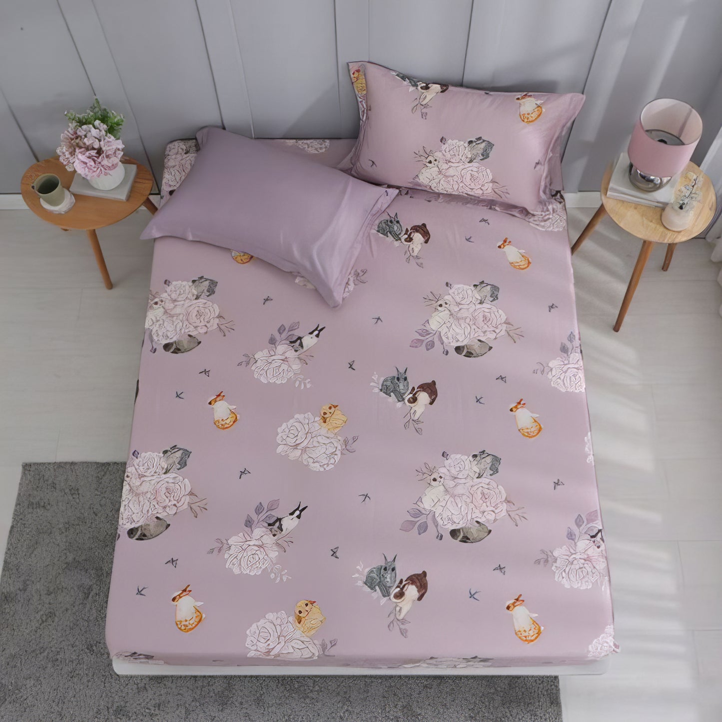 鏡花縁に舞う月兎|60支テンセル寝具セット