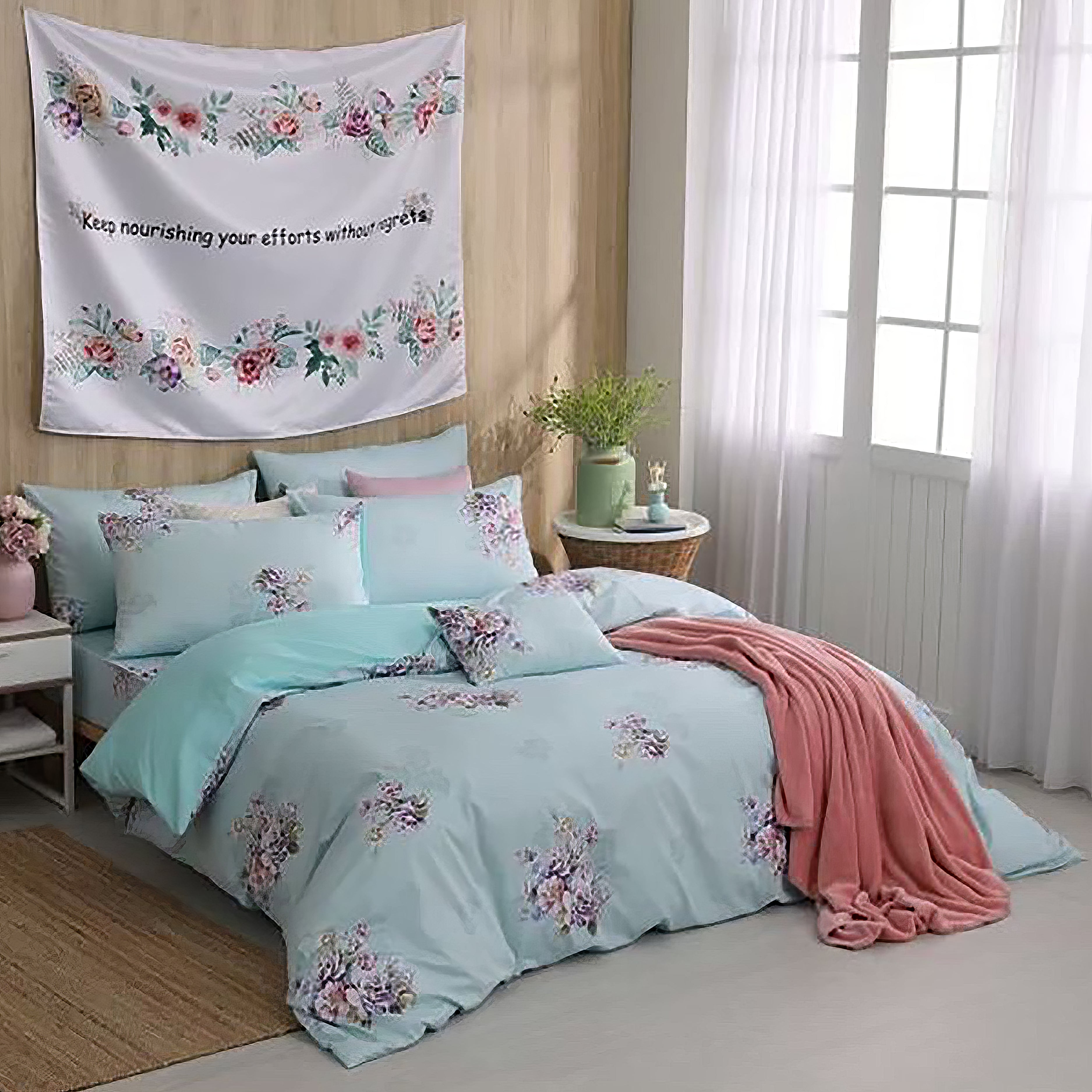 Blue Czech Royal Style 60-piece Cotton Bedding Set