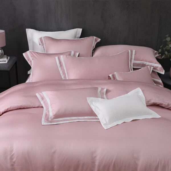 Morandi Pink - Pillowcase Border Design | 80 Tencel Bedding Set
