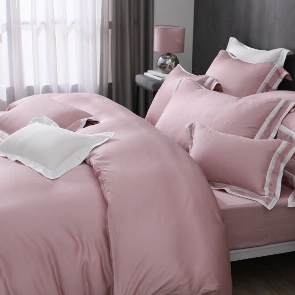 Morandi Pink - Pillowcase Border Design | 80 Tencel Bedding Set