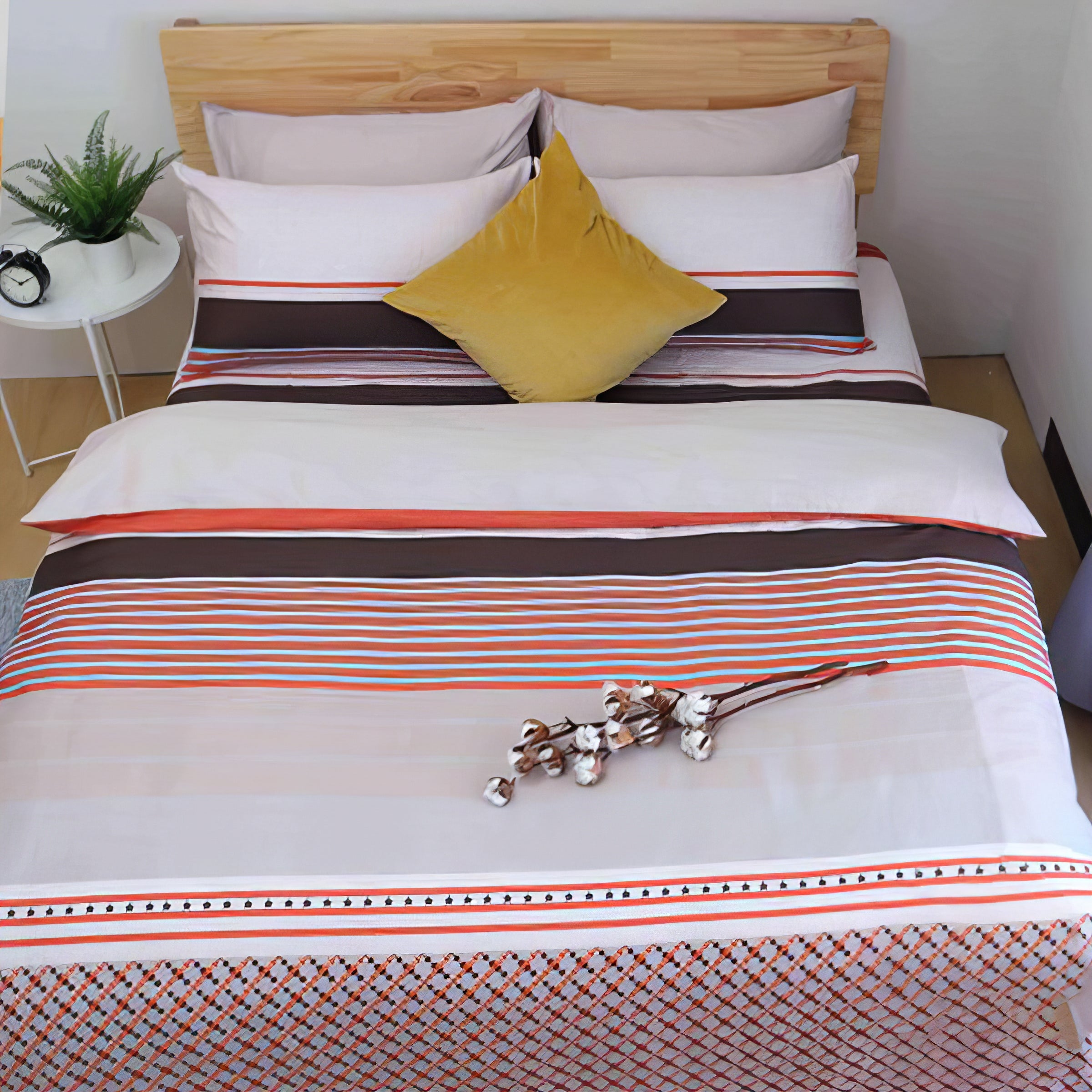 Stylish and warm geometric style | 60-piece cotton bedding set