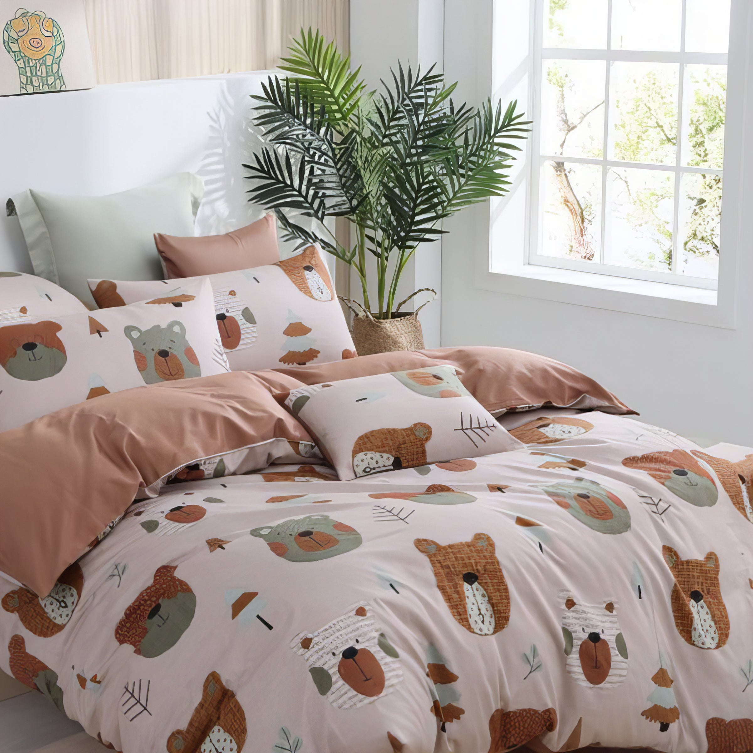 Teddy Bear &amp; Friends Mocha | 60-piece cotton bedding set